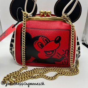 NWT COACH X DISNEY MICKEY MOUSE KEITH HARING KISSLOCK BAG
